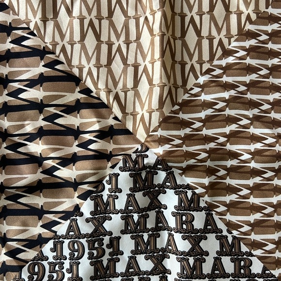 MaxMara Scarf Brown and Black Printed Silk Scarf 19x19 MaxMara 1951 - Picture 3 of 5